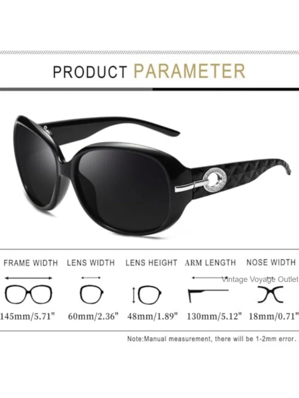 Oversized Butterfly Sunglasses UV400 Protection TAC Lens